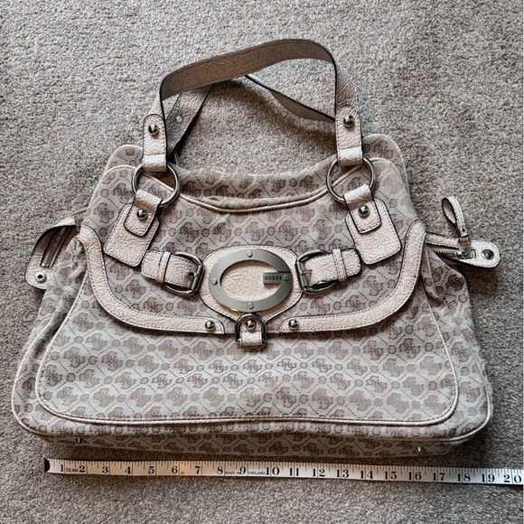 Vintage Y2K GUESS Logo Monogram Canvas Purse Tote Bag EUC All Over Print - Picture 9 of 11